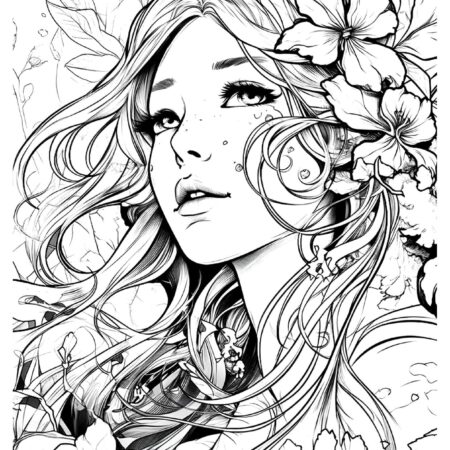Desenho de Mulher Bonita Fantasy Para Colorir Imprimir PDF