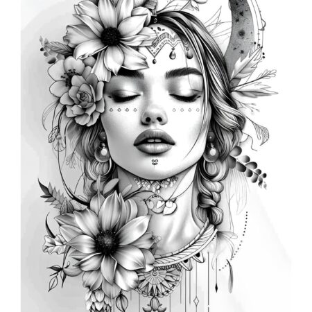 Desenho Mulher Bonita Fantasy Floral Para Colorir PDF