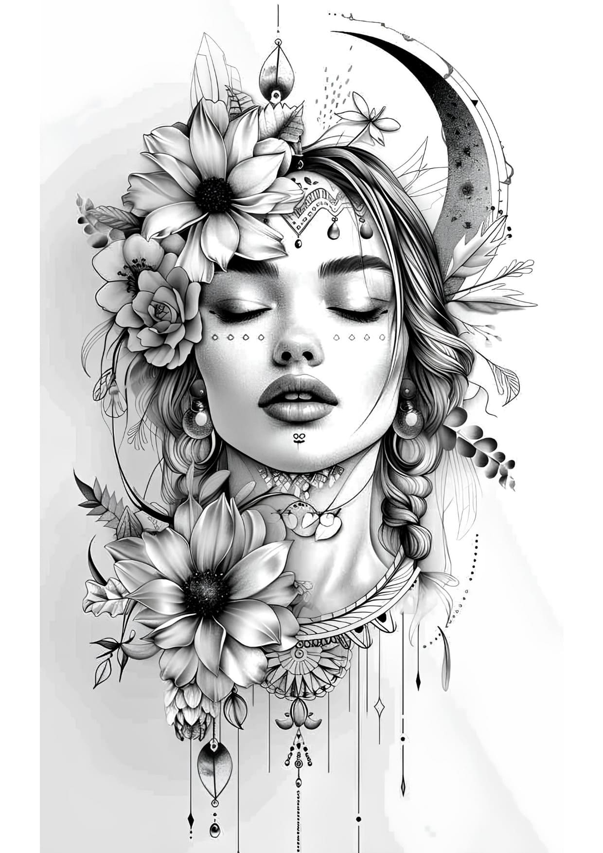 Desenho Mulher Bonita Fantasy Floral Para Colorir PDF