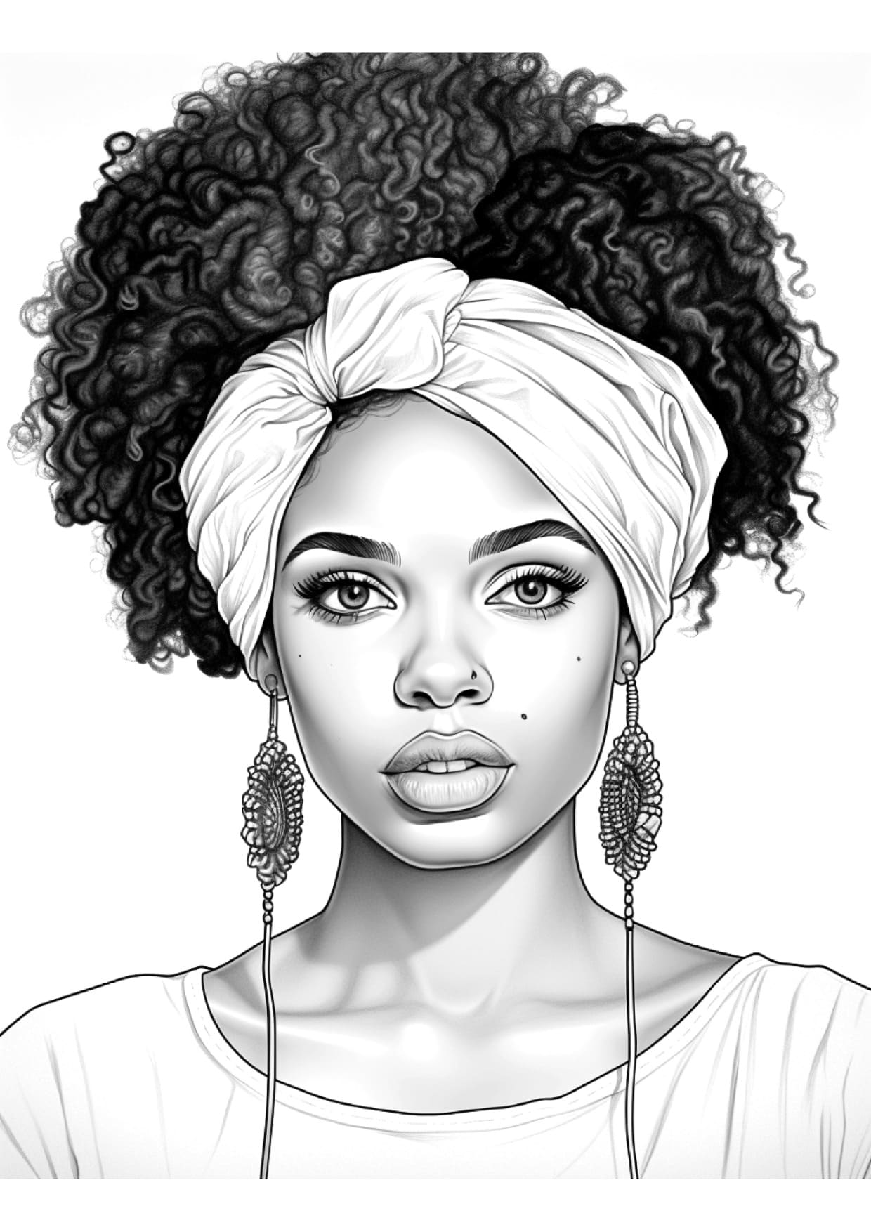 Desenho de Mulher Bonita Negra Para Colorir Imprimir PDF