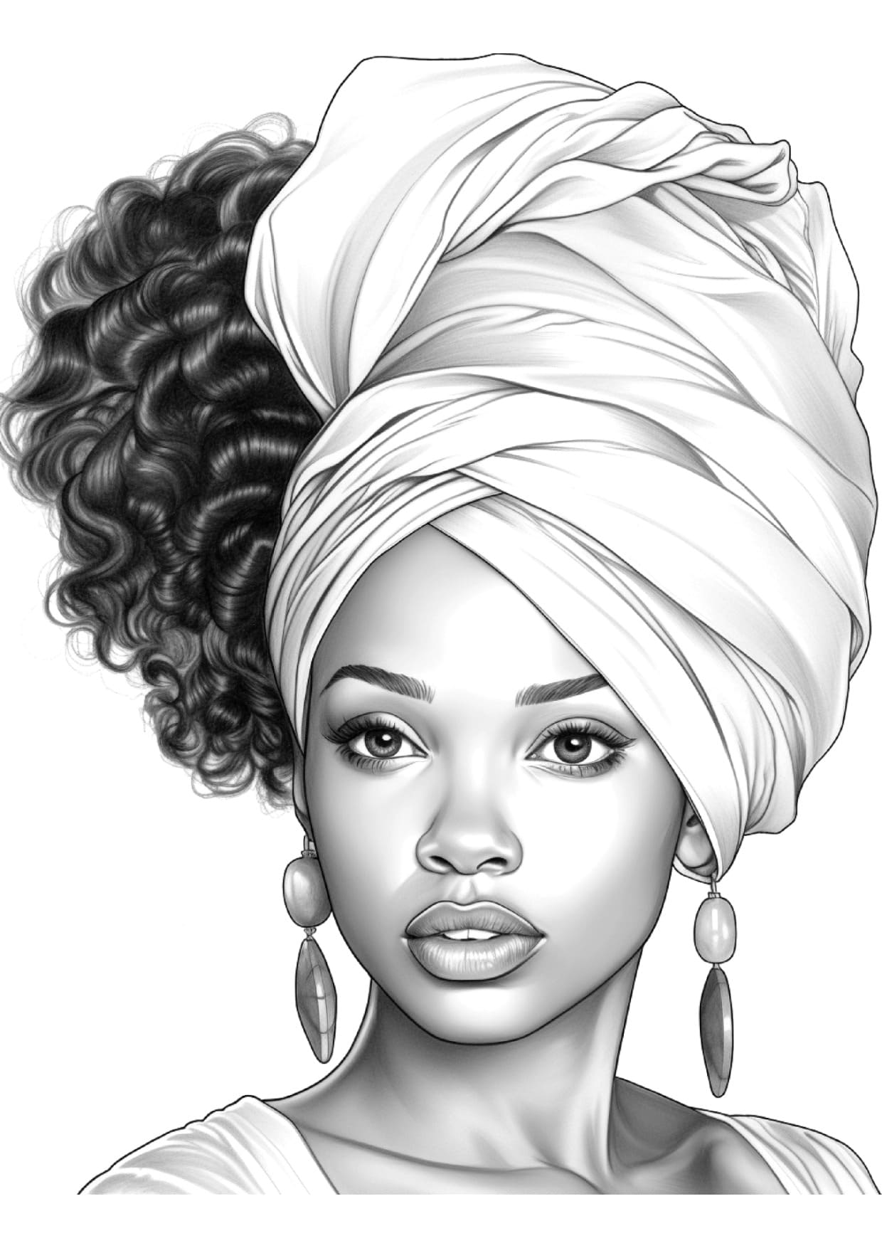 Desenho de Mulher Bonita Negra Para Colorir Imprimir PDF