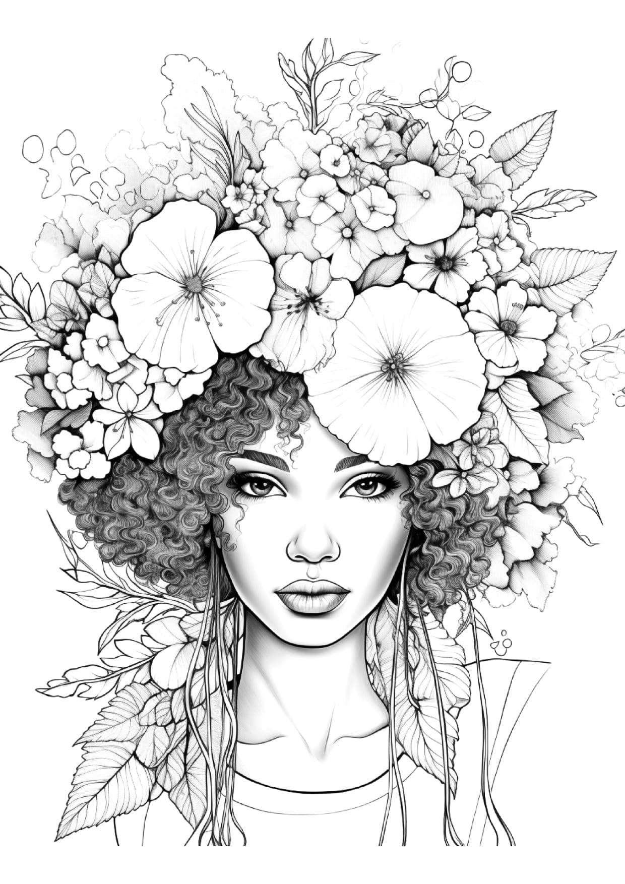 Desenho de Mulher Bonita Negra Para Colorir Imprimir PDF