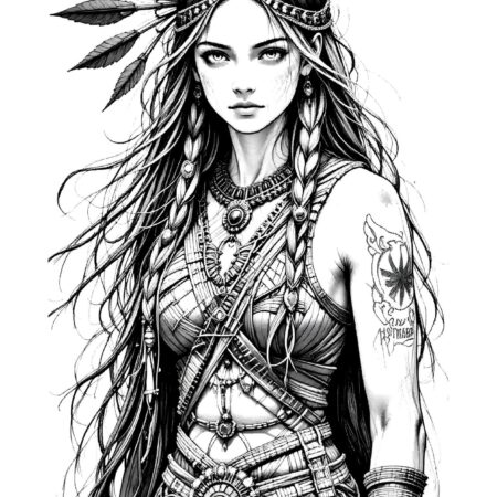 Desenho Mulher Indígena Para Adultos Colorir Imprimir PDF