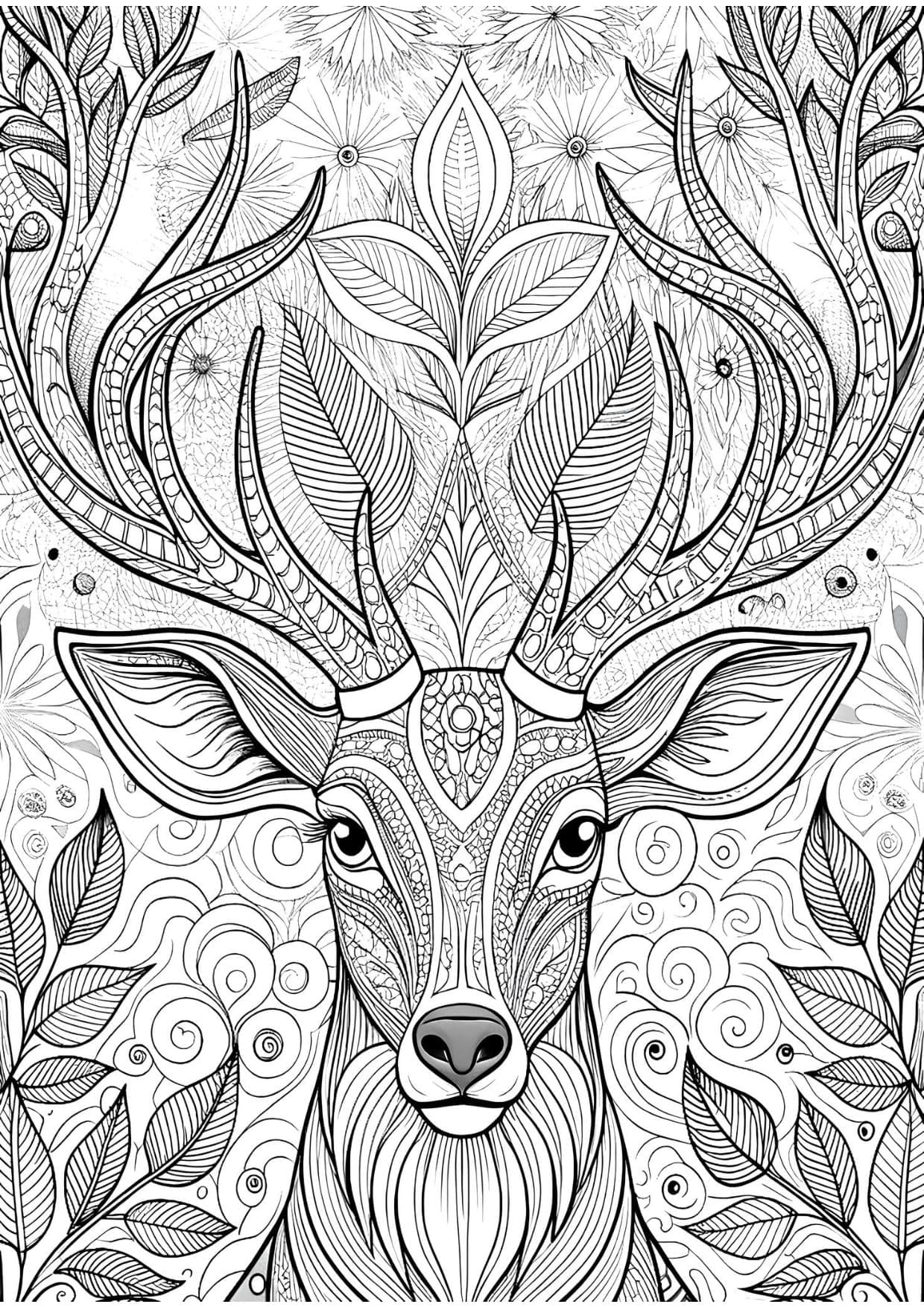 Rena Mandala Animal Para Colorir e Imprimir PDF Grátis