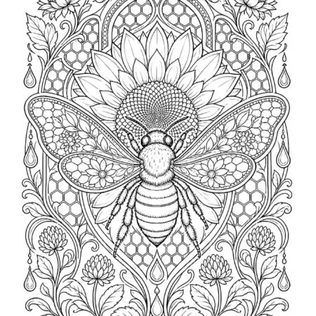 Abelha Desenho Mandala Animal Para Colorir e Imprimir PDF
