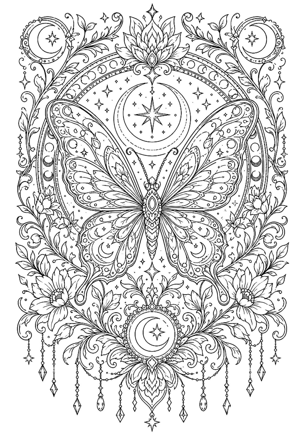 Borboleta Desenho Mandala Animal Para Colorir e Imprimir PDF