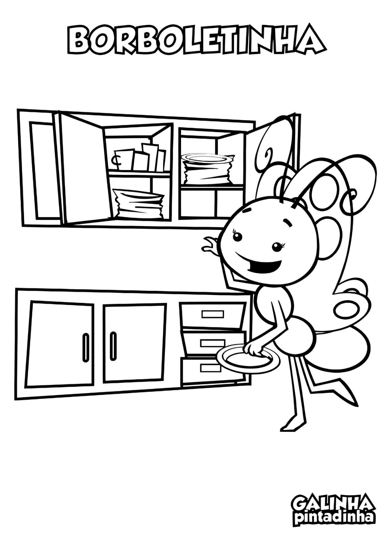 Borboletinha da Galinha Pintadinha Para Colorir e Imprimir PDF