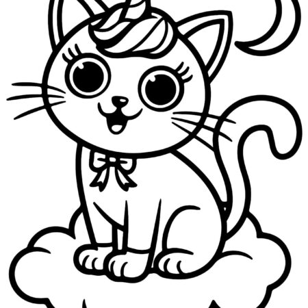 Desenho de Gato Fofo Para Colorir e Imprimir PDF Grátis