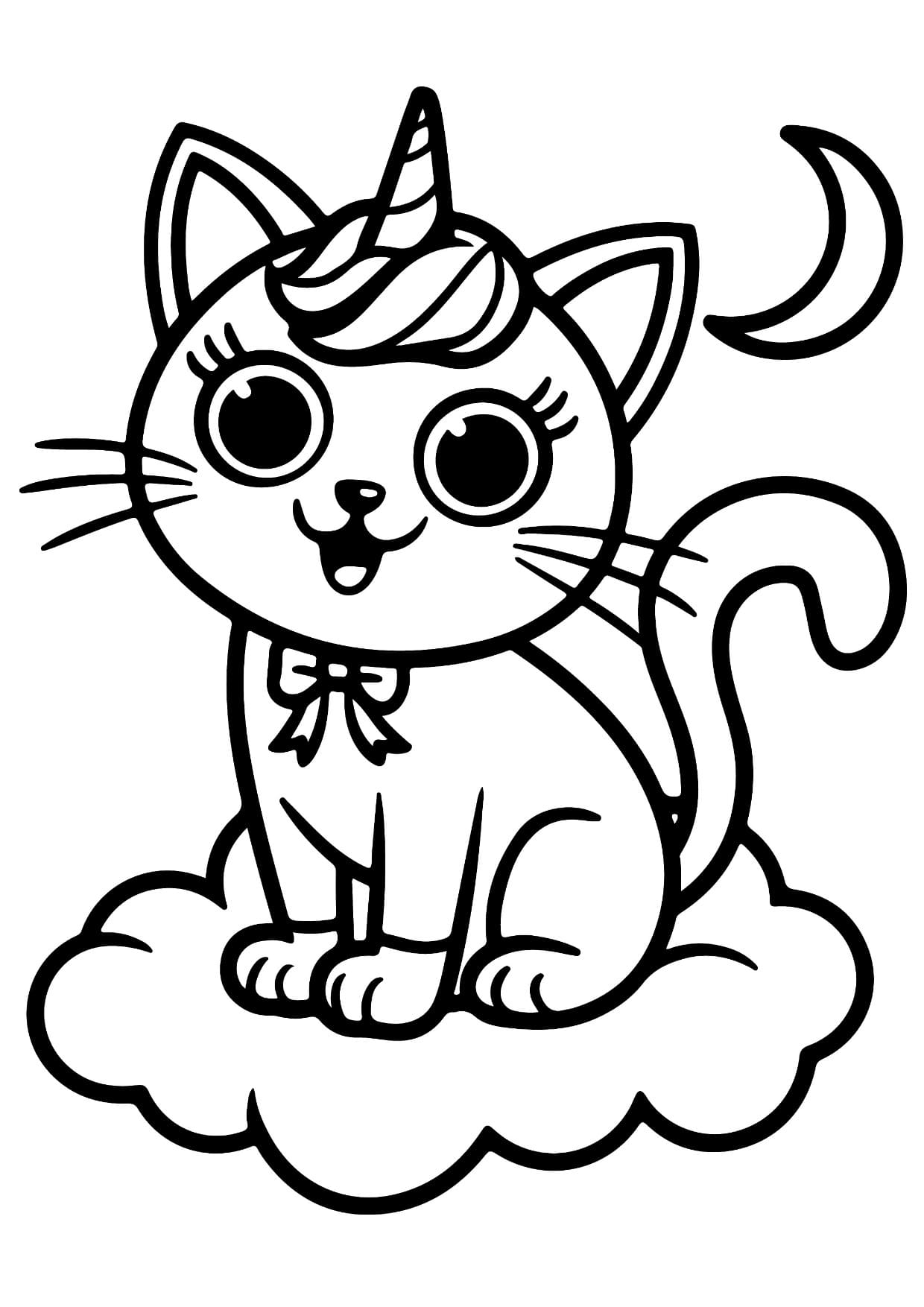 Desenho de Gato Fofo Para Colorir e Imprimir PDF Grátis