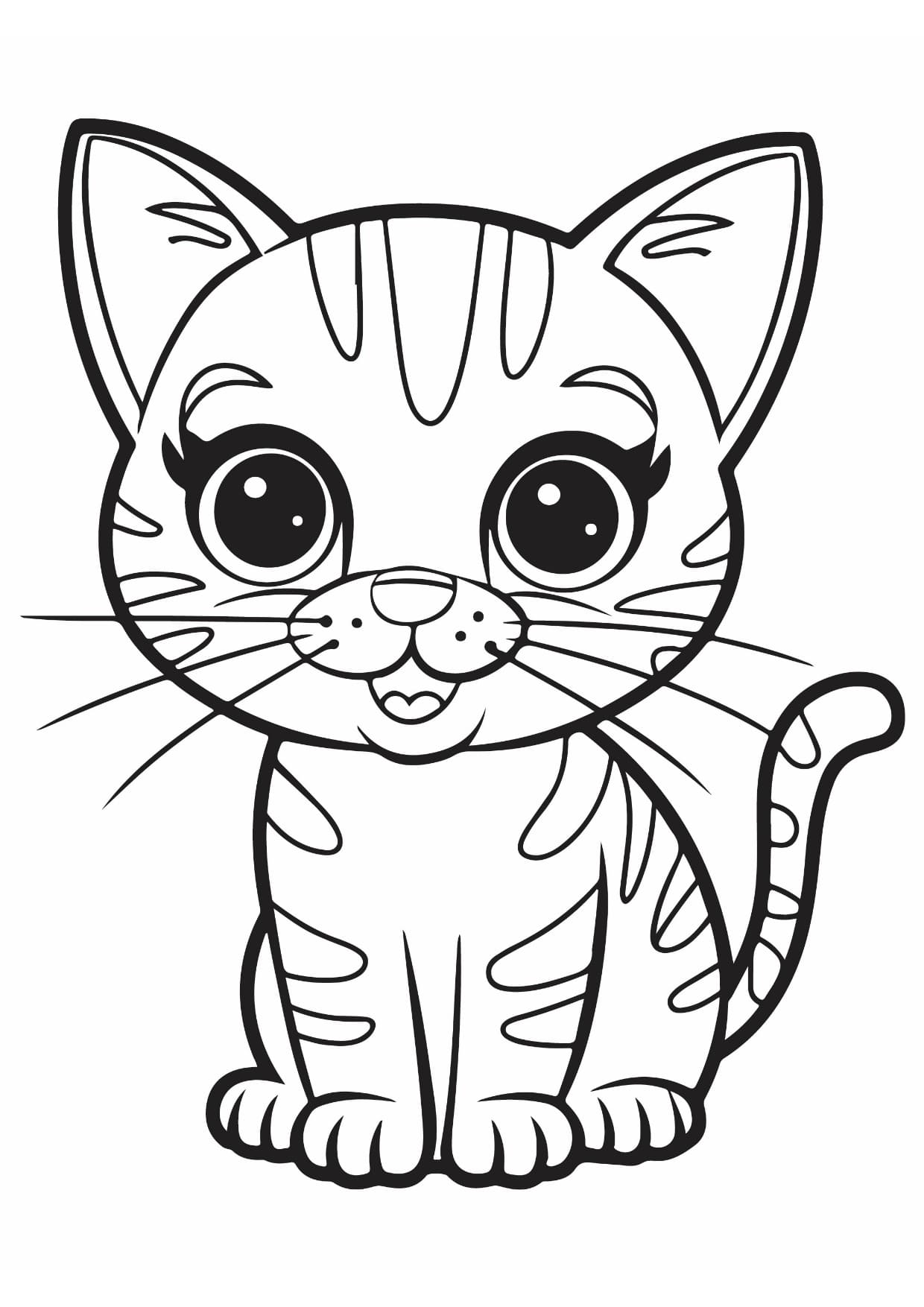 Desenhos de Gatos Fofos Para Colorir e Imprimir PDF