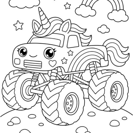 Desenho Carro Unicórnio Para Colorir e Imprimir PDF