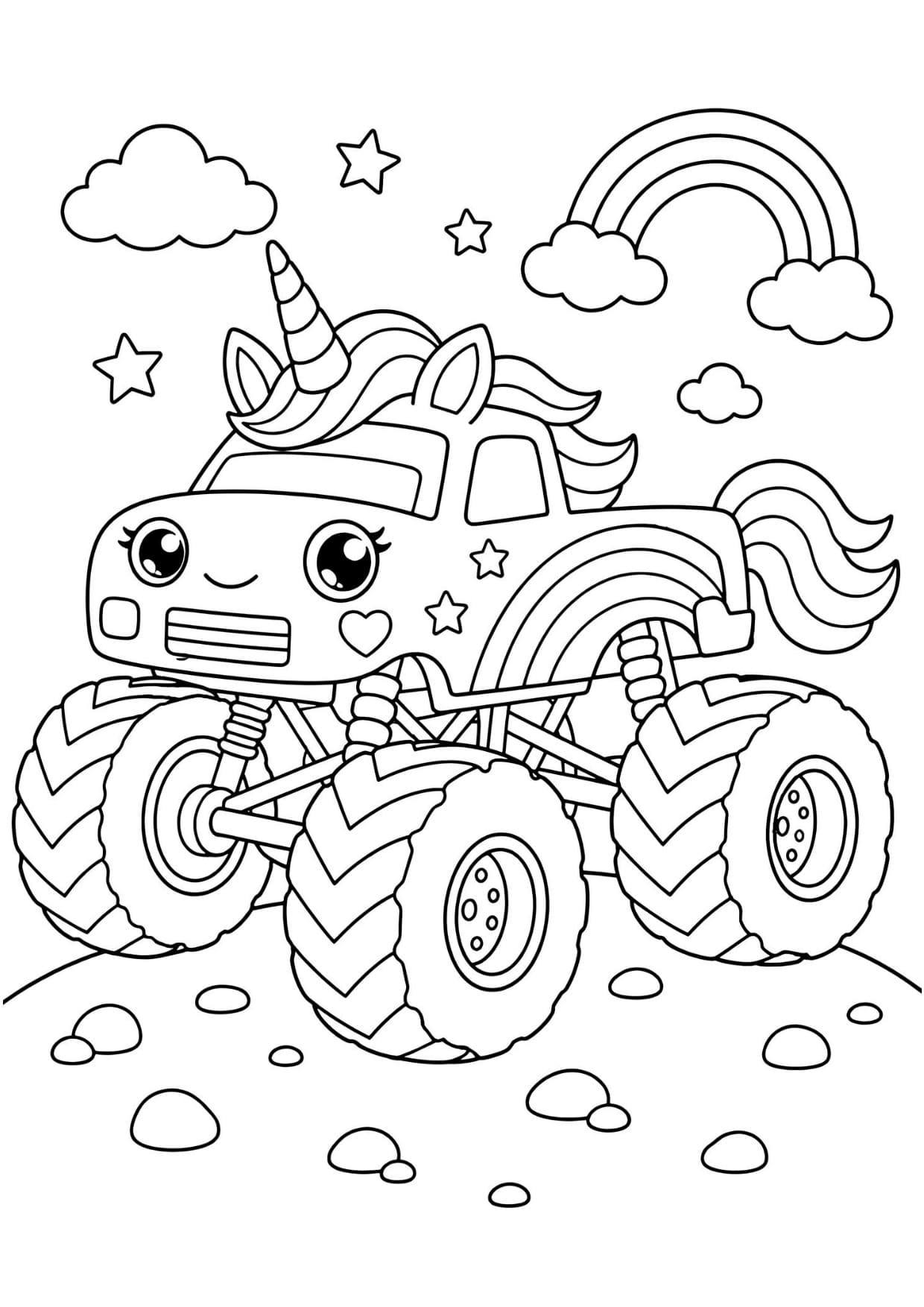 Desenho Carro Unicórnio Para Colorir e Imprimir PDF