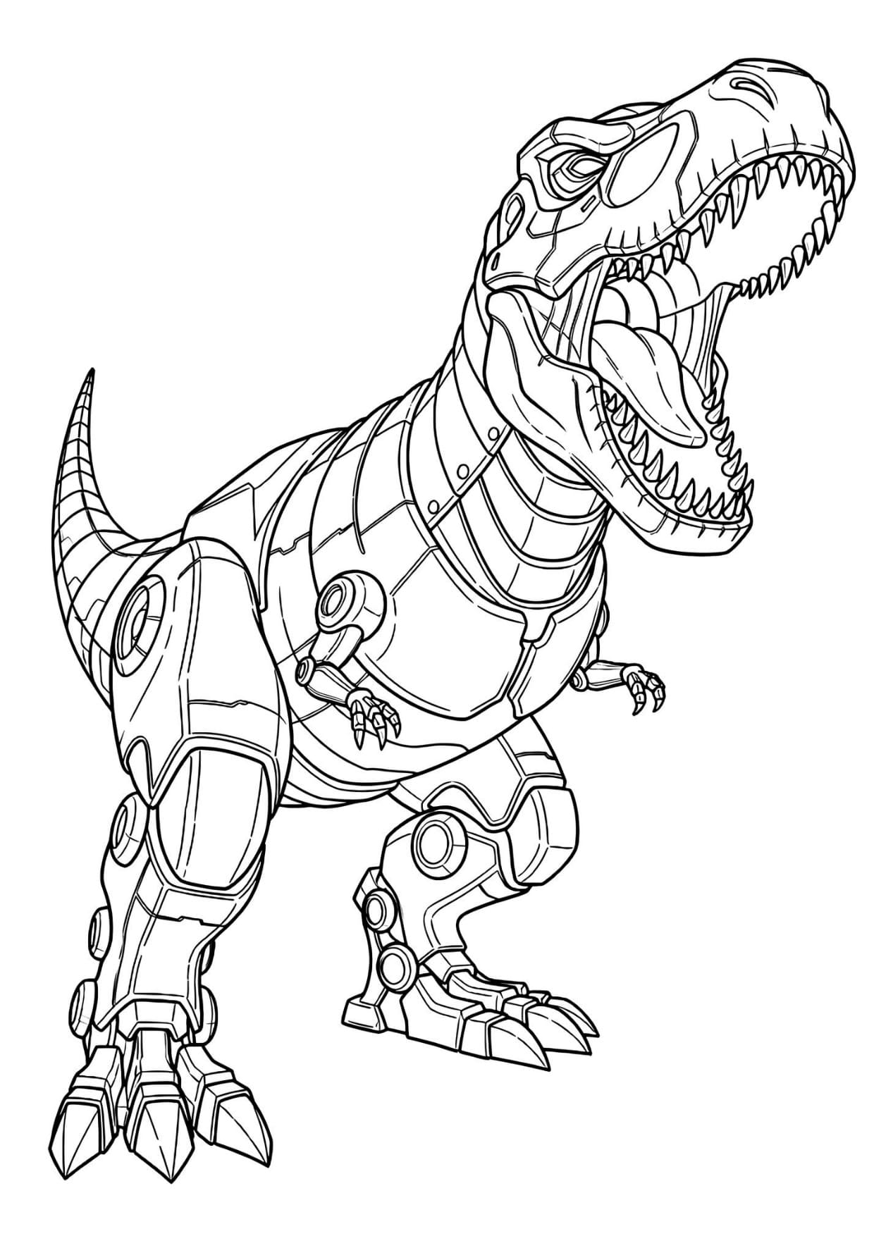 Desenho Dinossauro Robô Para Colorir e Imprimir PDF