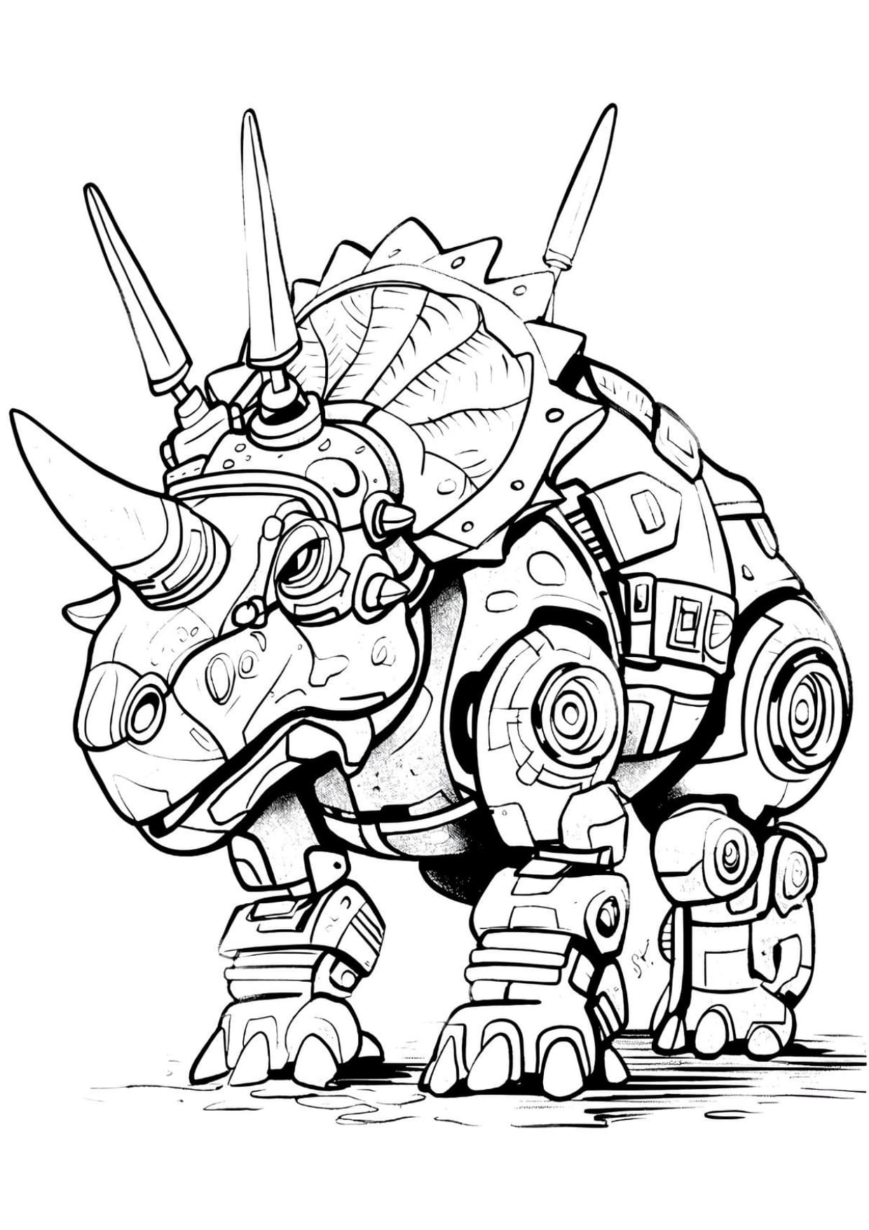 Desenho Dinossauro Robô Para Colorir e Imprimir PDF