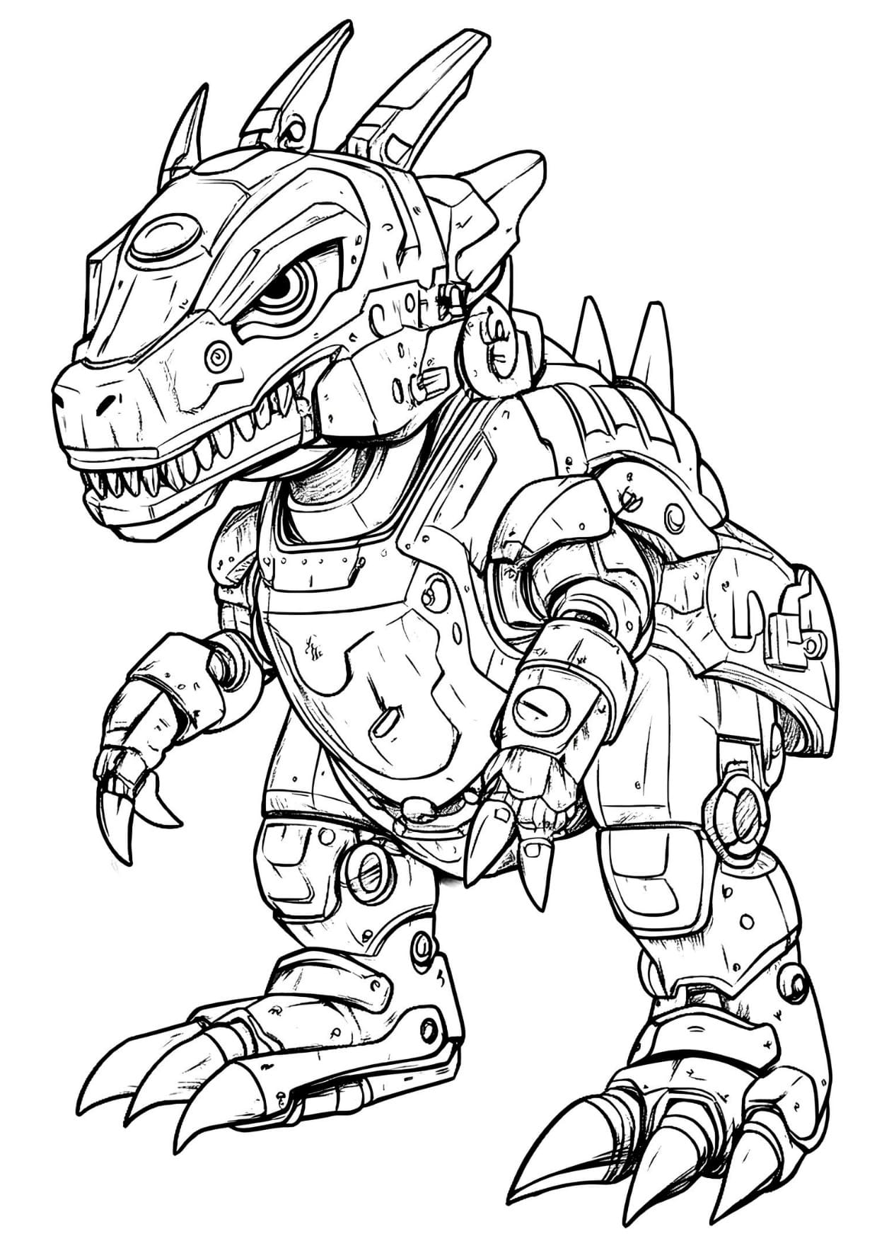 Desenho Dinossauro Robô Para Colorir e Imprimir PDF
