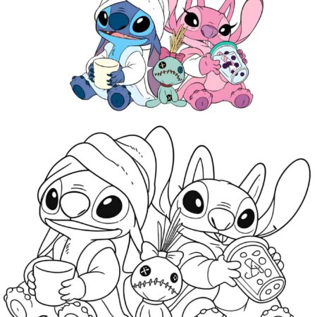 Desenhos do Stitch e Angel Para Colorir e Imprimir PDF
