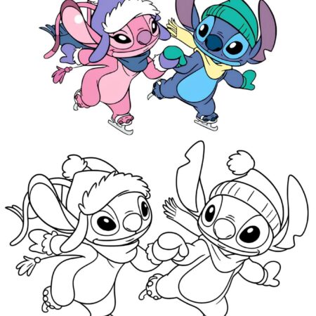 Desenhos do Stitch e Angel Para Colorir e Imprimir PDF