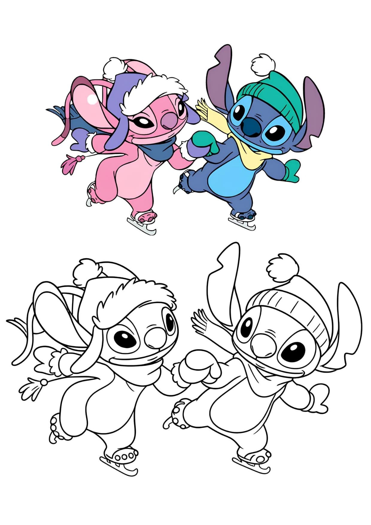 Desenhos do Stitch e Angel Para Colorir e Imprimir PDF