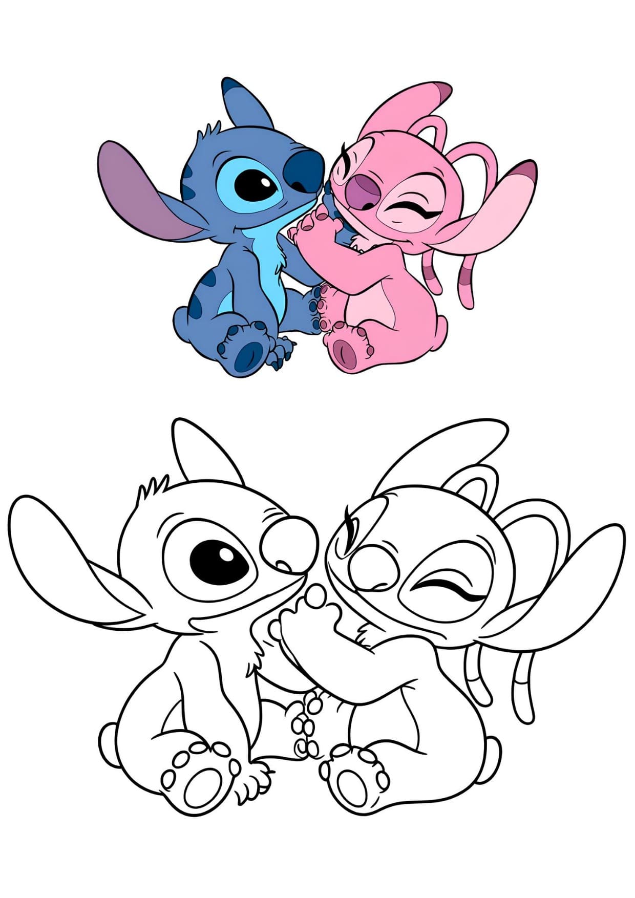 Desenhos do Stitch e Angel Para Colorir e Imprimir PDF