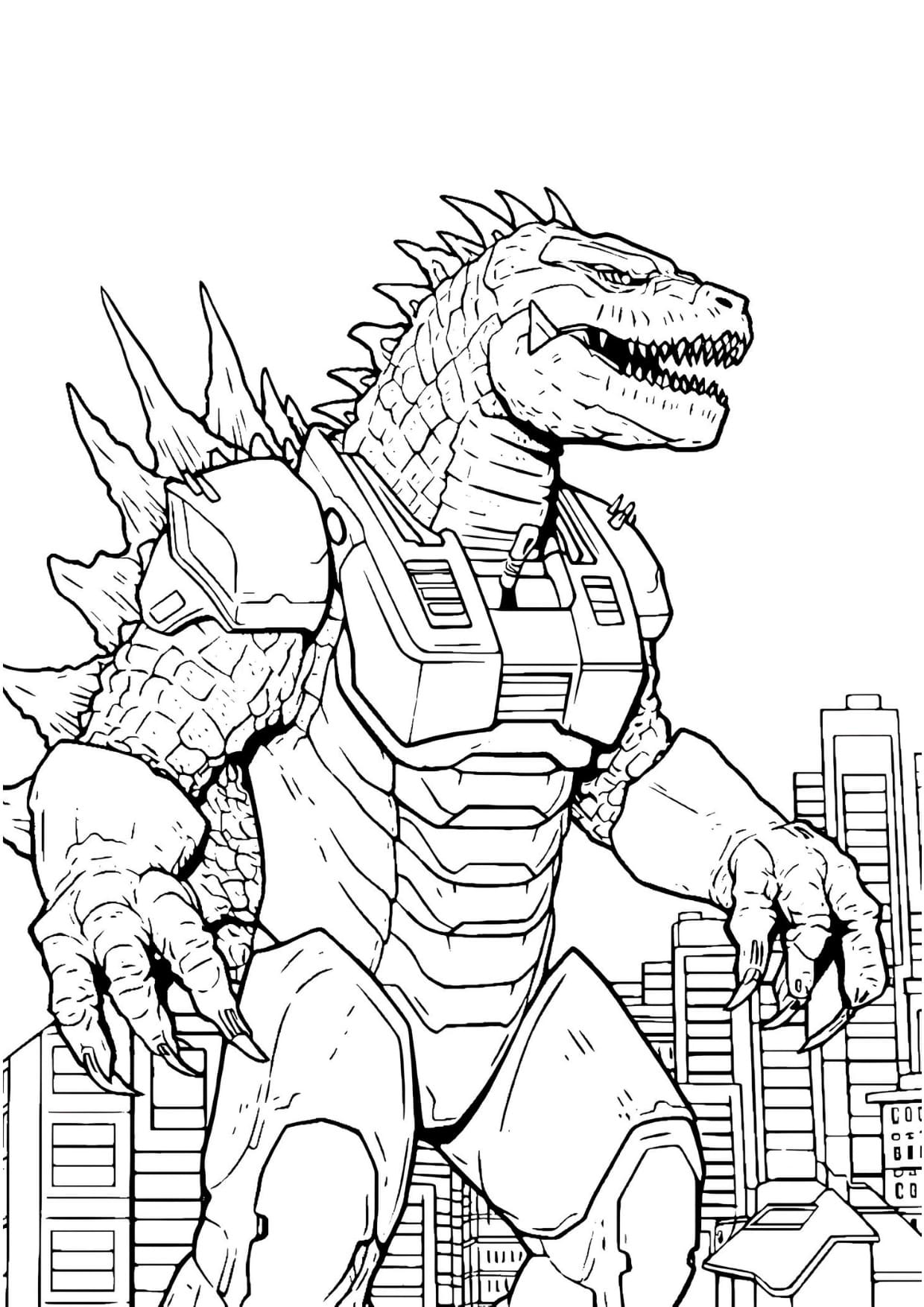 Desenho Godzilla Robô Para Colorir e Imprimir PDF