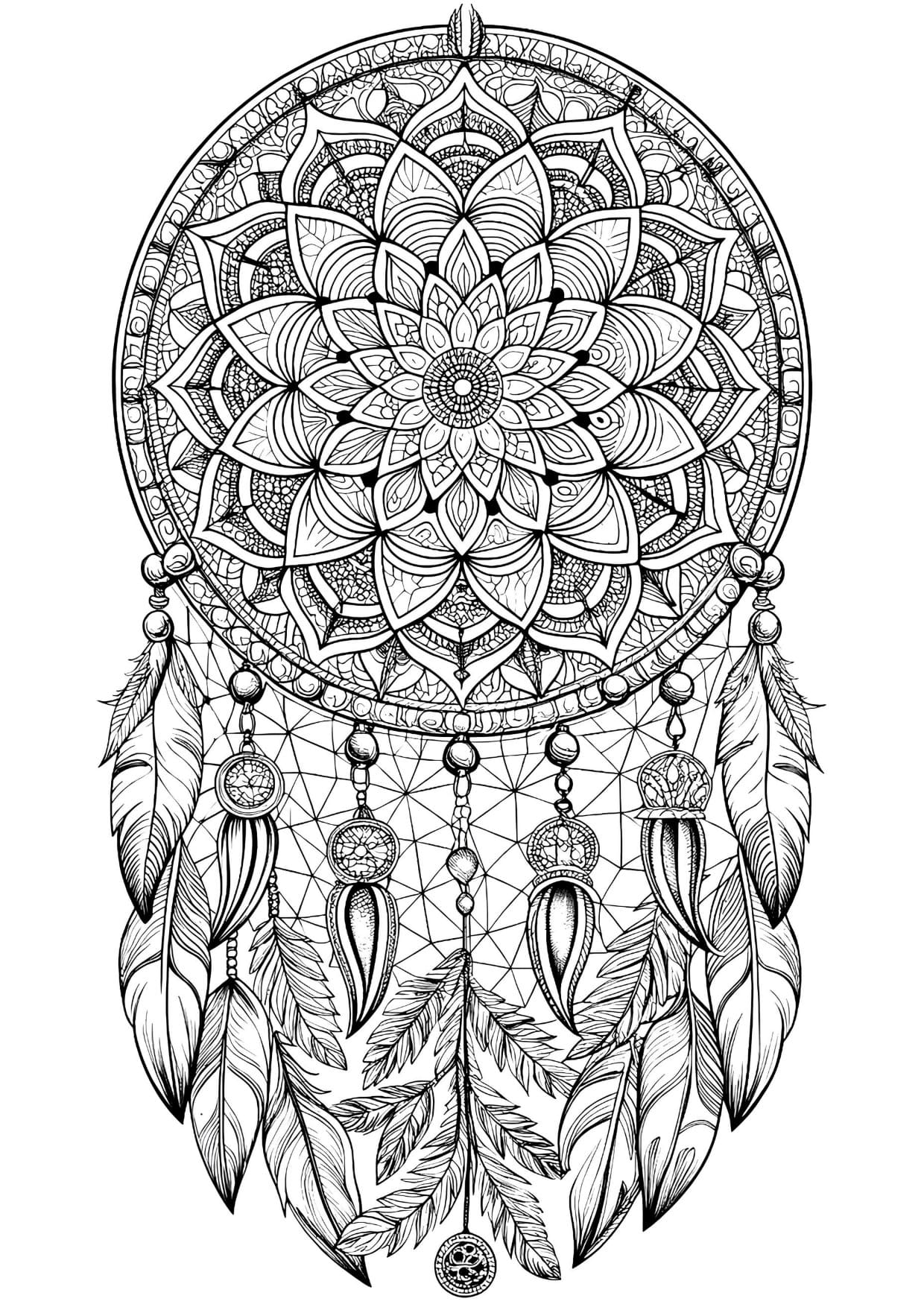 Desenho Mandala Filtro dos Sonhos Para Colorir Imprimir PDF
