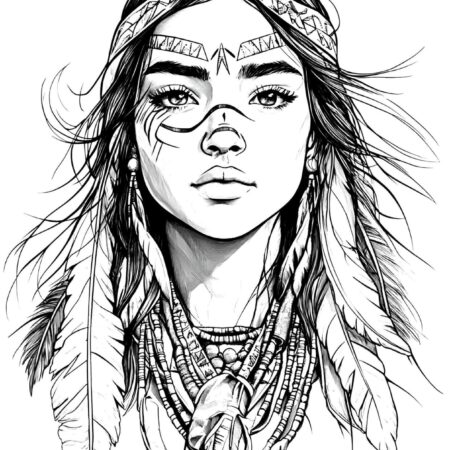 Desenho Mulher Indígena Para Adultos Colorir Imprimir PDF