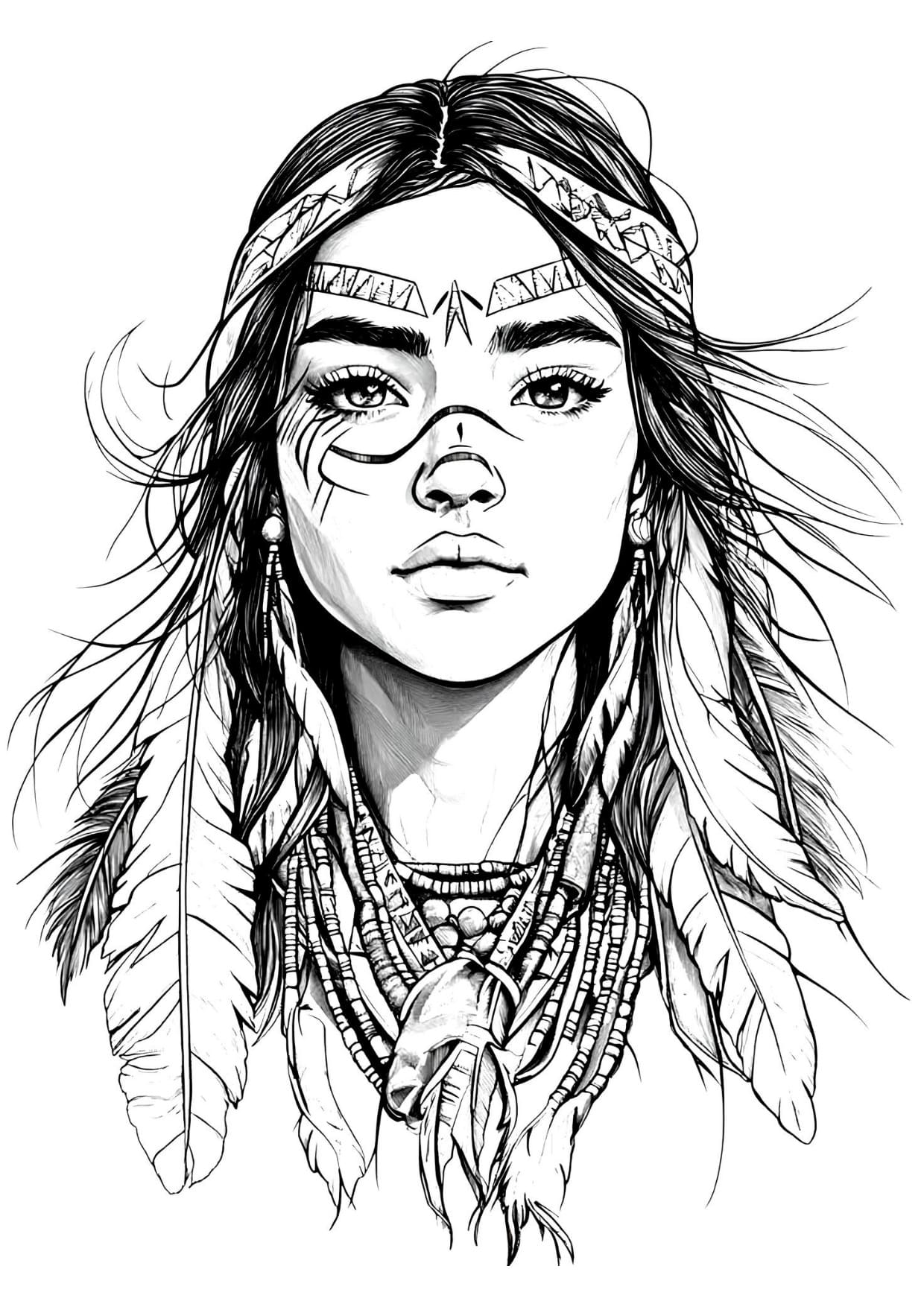 Desenho Mulher Indígena Para Adultos Colorir Imprimir PDF