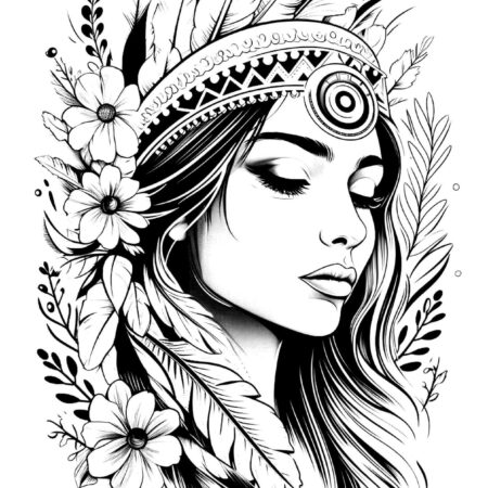 Desenho Mulher Indígena Para Adultos Colorir Imprimir PDF