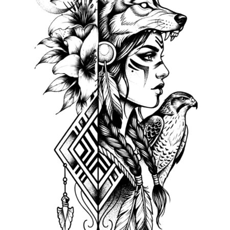 Mulher Tattoo Indígena Para Adultos Colorir Imprimir PDF