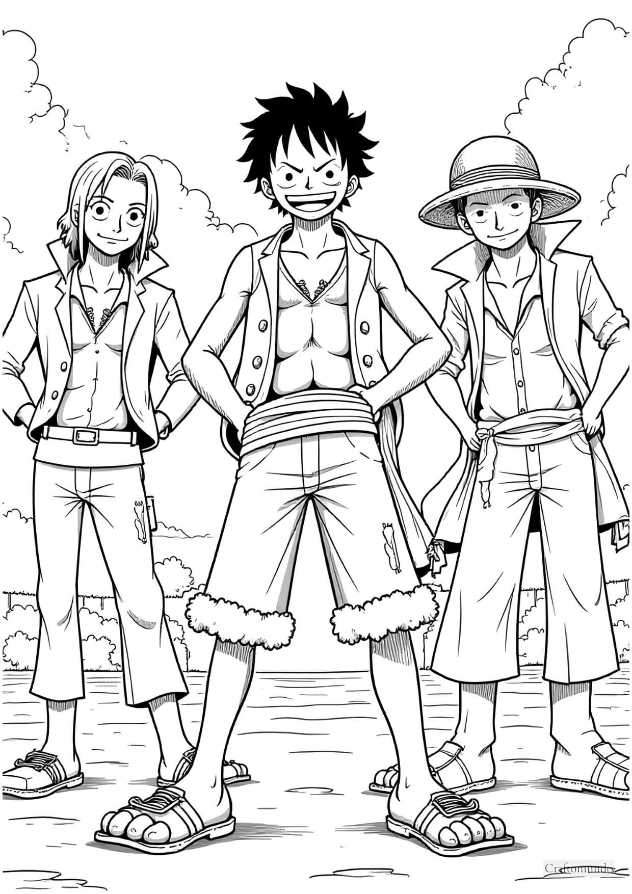 Desenho One Piece Anime Para Colorir e Imprimir PDF