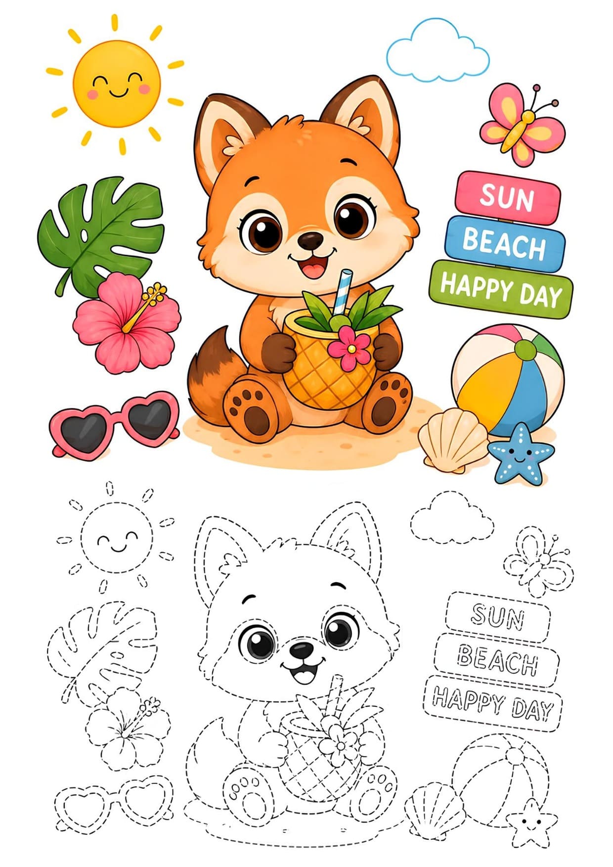Desenhos Fofos Para Colorir de Animais Imprimir PDF Recorte