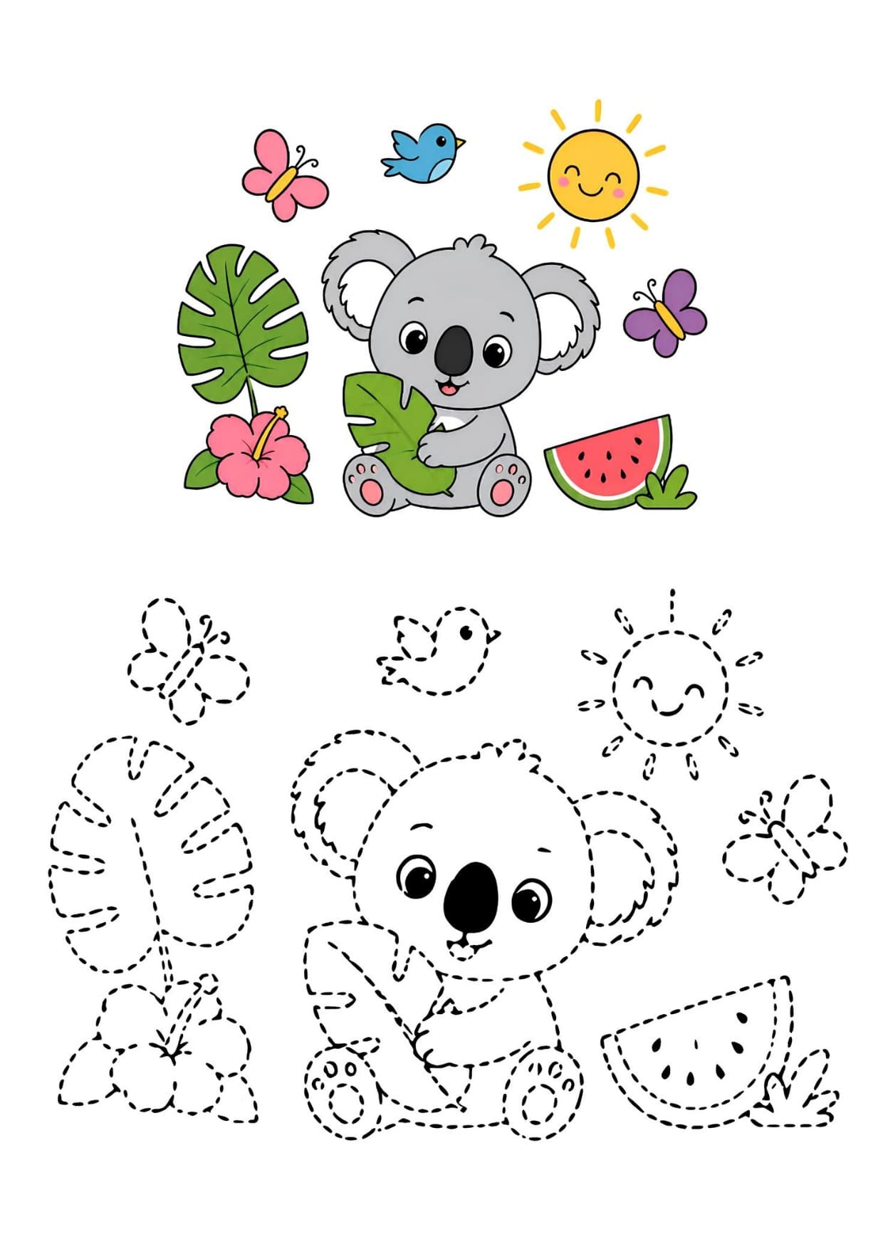Desenhos Fofos Para Colorir de Animais Imprimir PDF Recorte