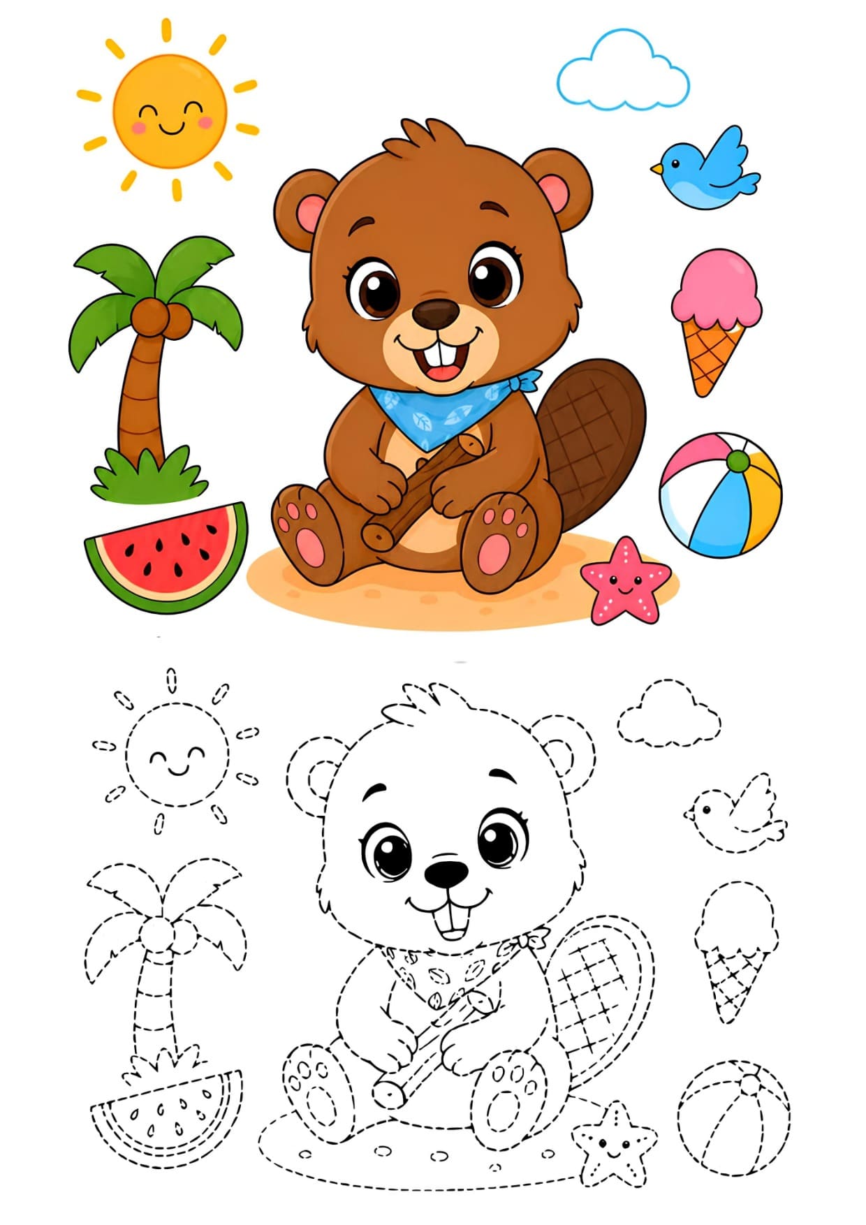 Desenhos Fofos Para Colorir de Animais Imprimir PDF Recorte