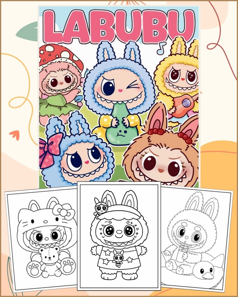 Desenhos de Labubu Fofos Para Colorir e Imprimir PDF