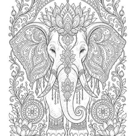 Elefante Desenho Mandala Animal Para Colorir e Imprimir PDF