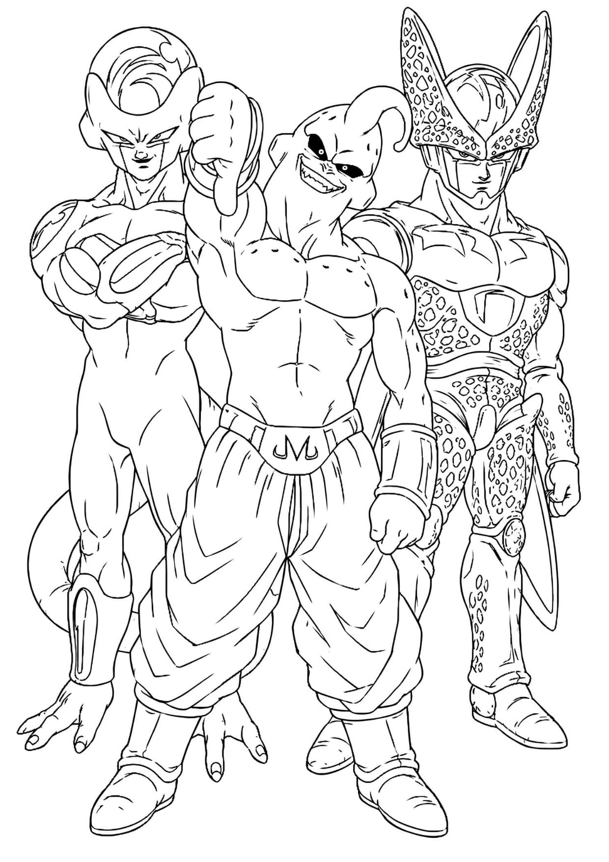Feeza, Cell e Majin Boo Desenho Dragon Ball Para Colorir