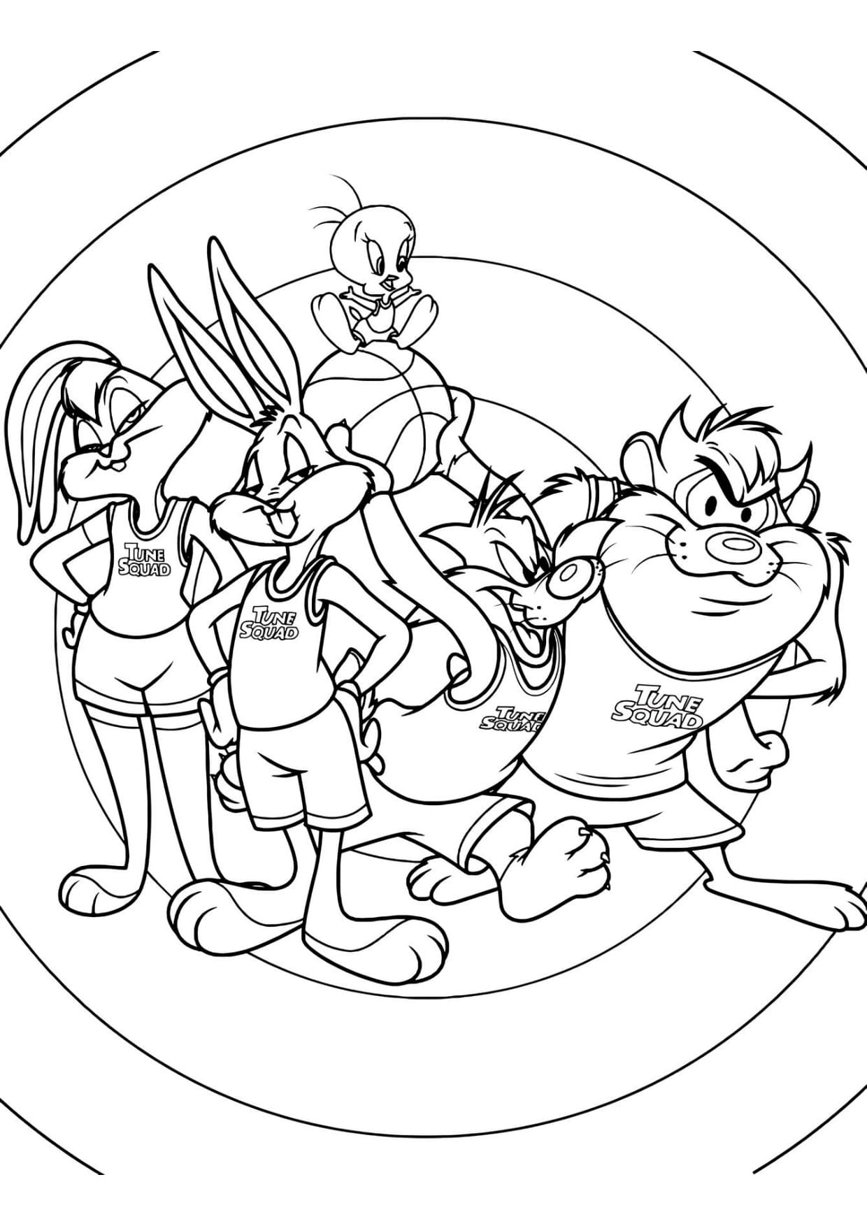 Desenho Lonney Tunes Space Jam Para Imprimir e Colorir PDF