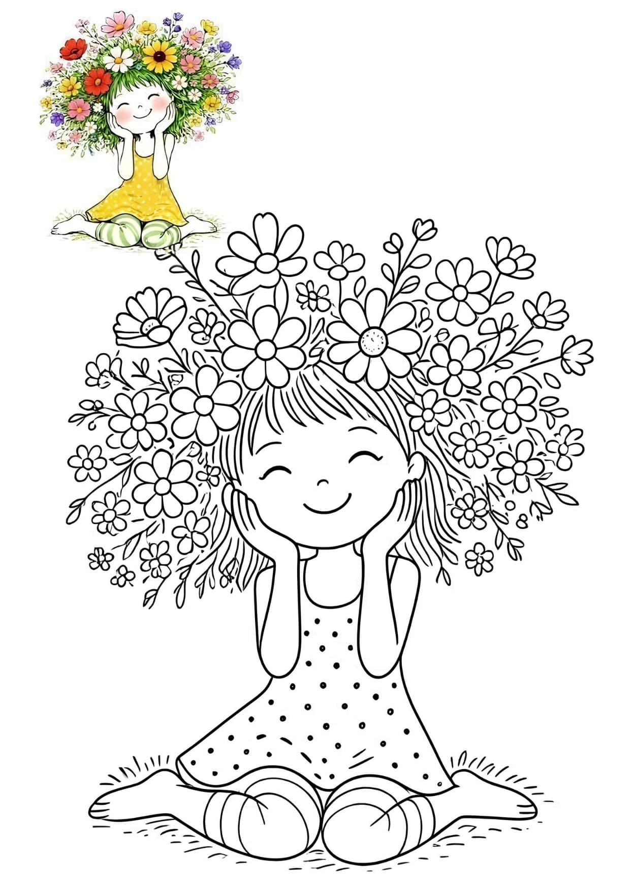 Desenho Para Colorir Infantil Menina Fofa - Imprimir PDF