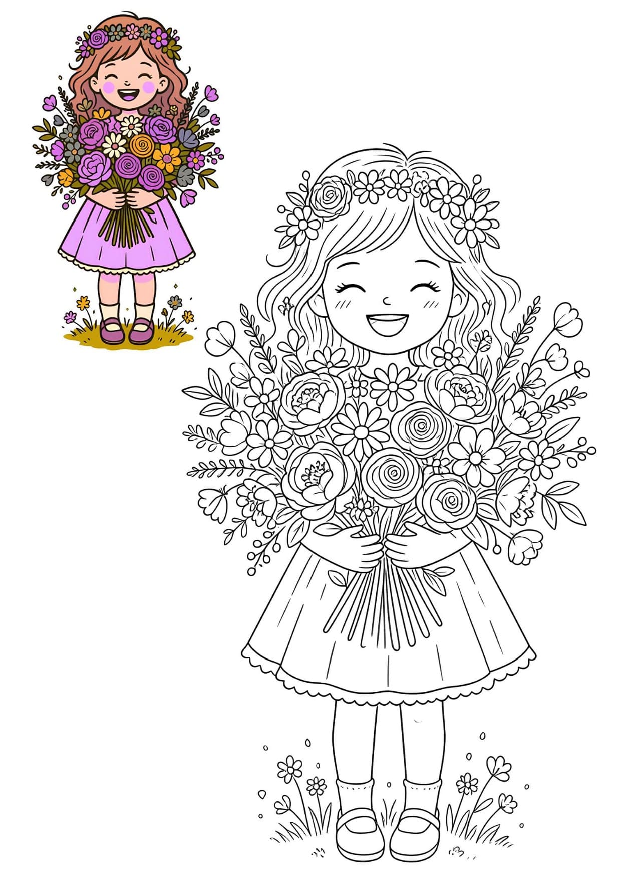 Desenho Para Colorir Infantil Menina Fofa - Imprimir PDF