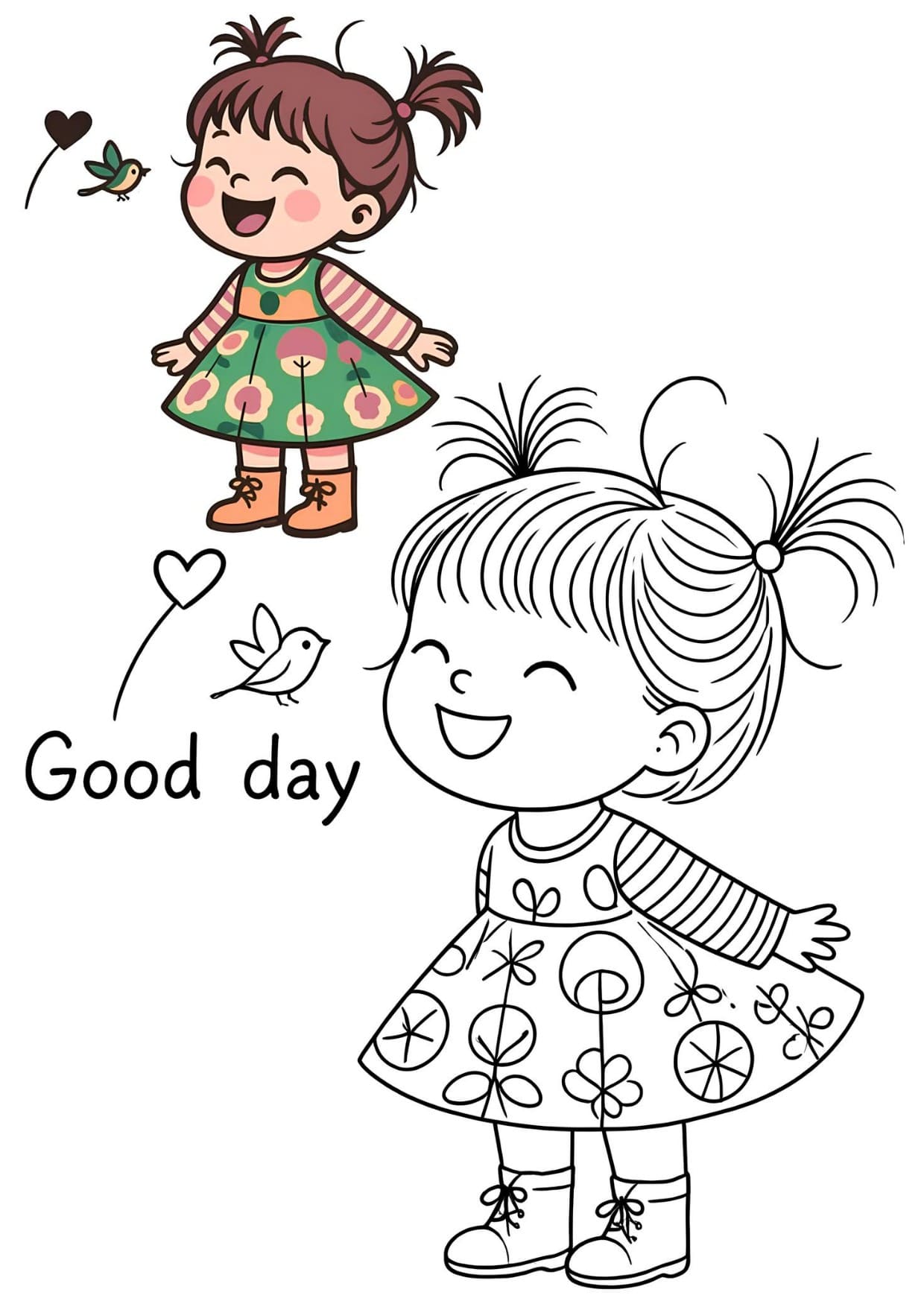Desenho Para Colorir Infantil Menina Fofa - Imprimir PDF