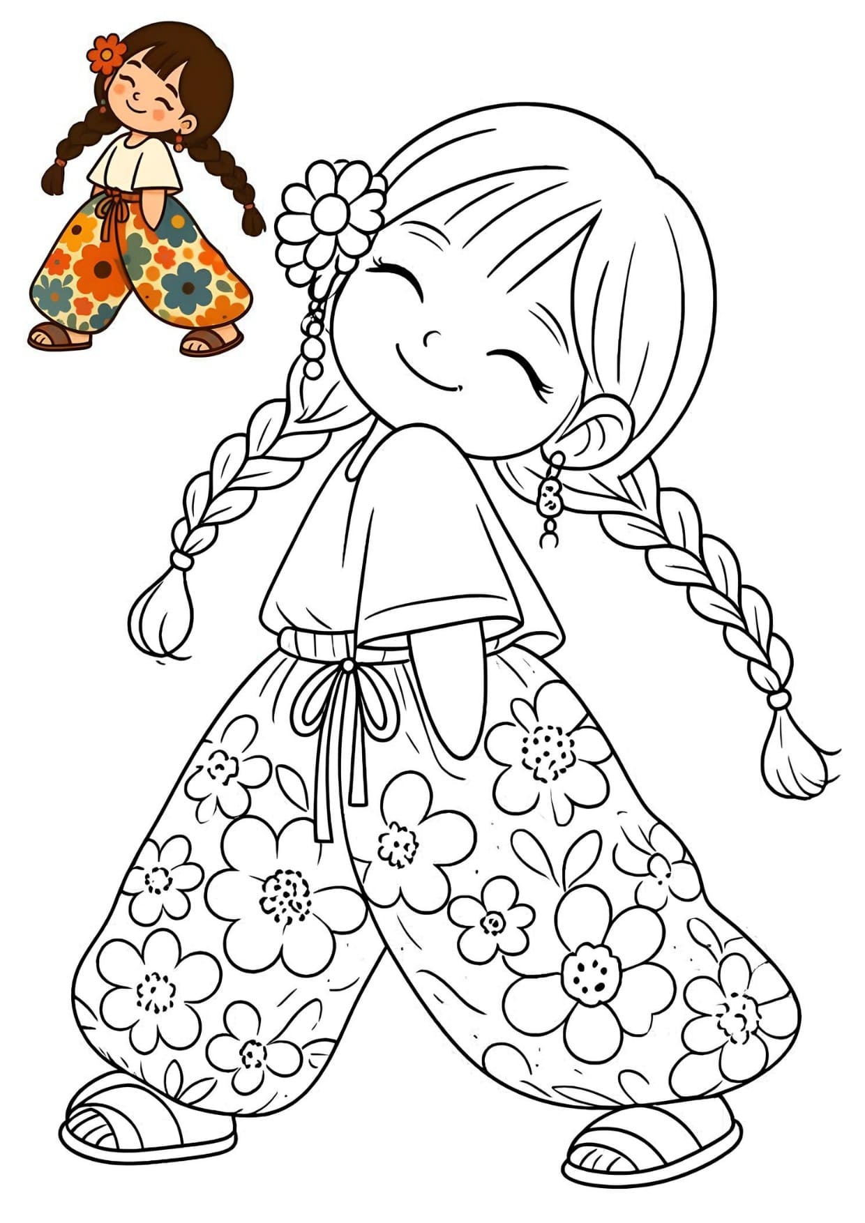 Desenho Para Colorir Infantil Menina Fofa - Imprimir PDF