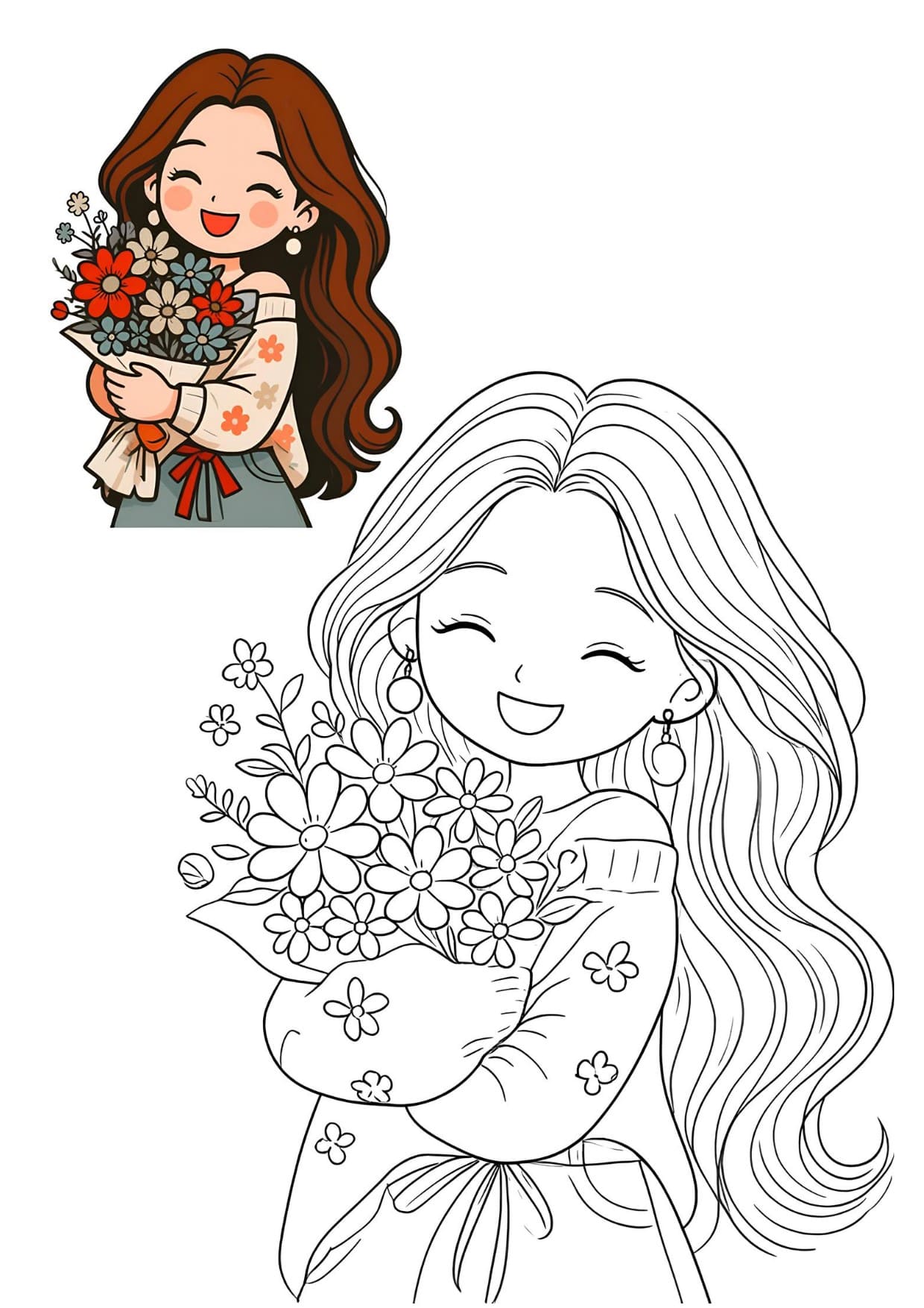 Desenho Para Colorir Infantil Menina Fofa - Imprimir PDF
