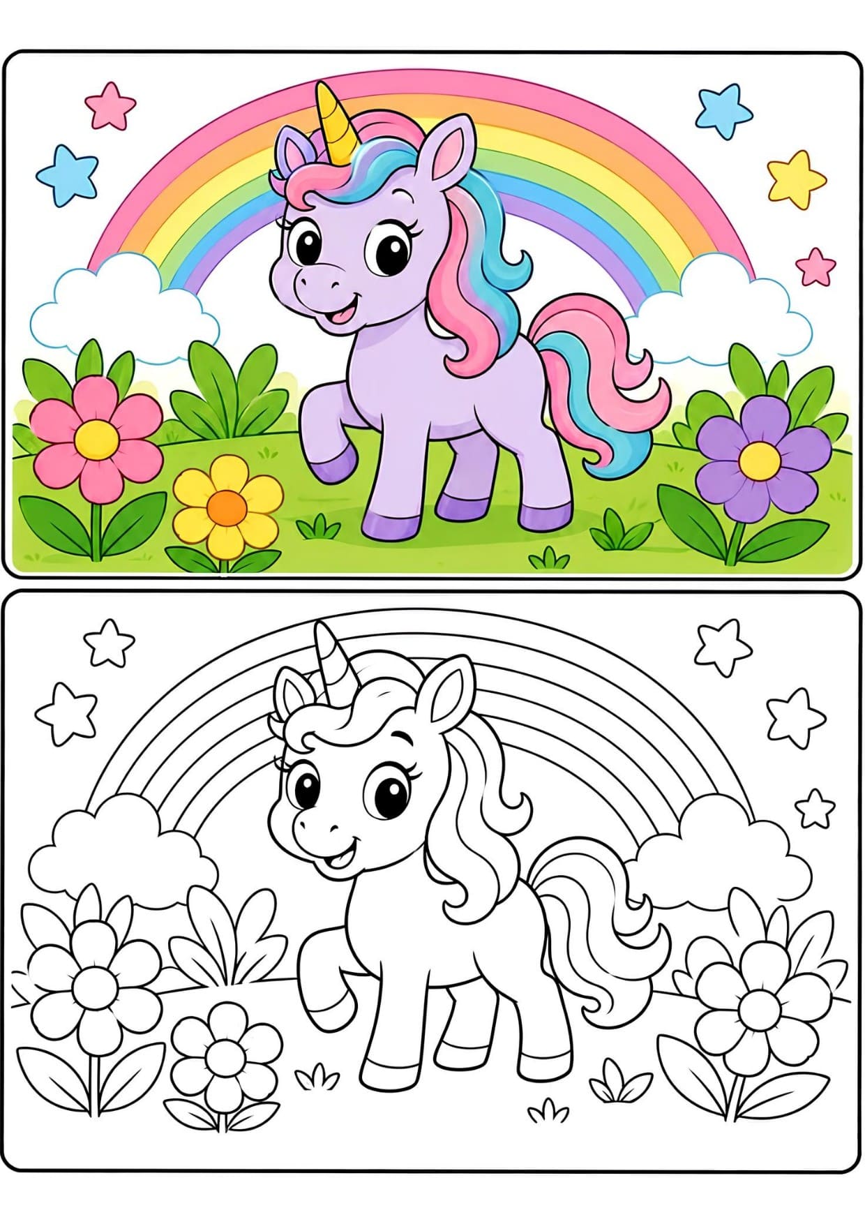 Unicórnio Desenho Infantil Para Imprimir e Colorir PDF