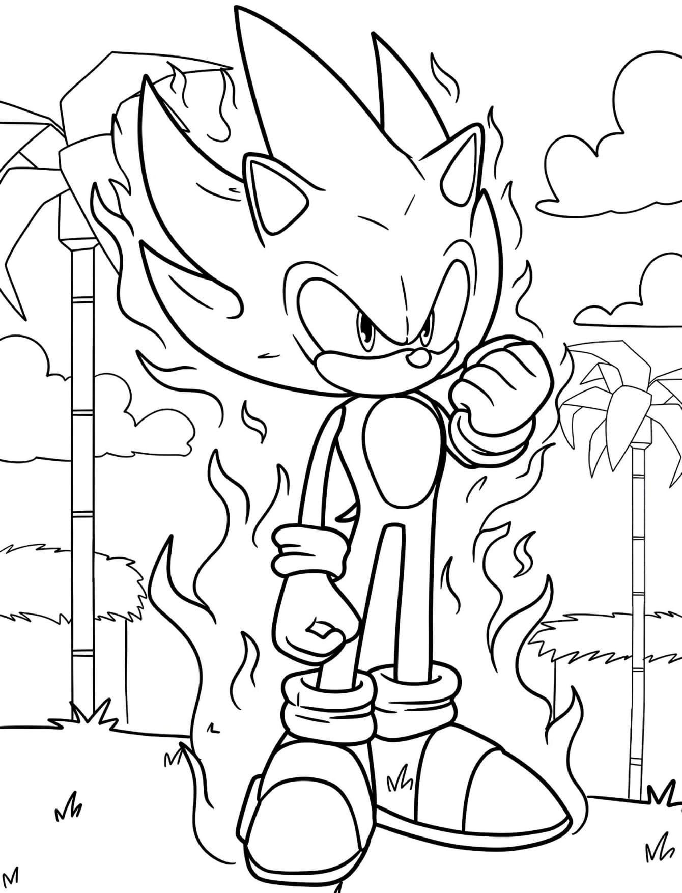 Super Sonic Coloring Pages - Free PDF Printable