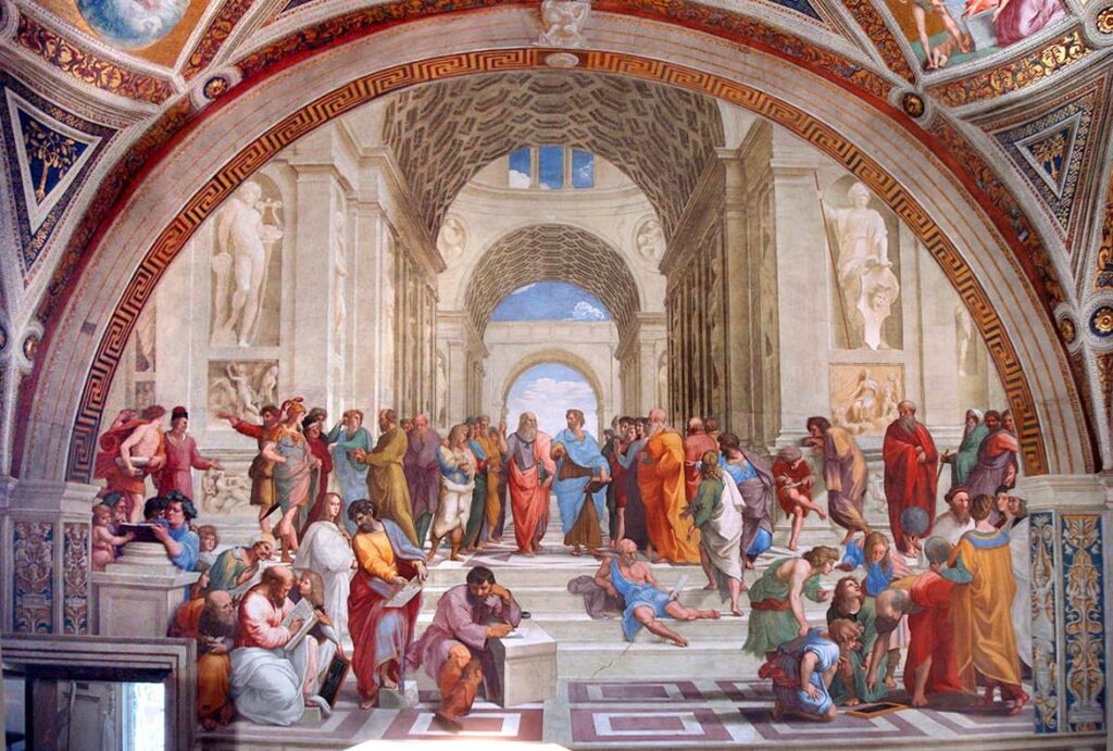 Pintura A Escola de Atenas de Rafael Sanzio - Renascimento